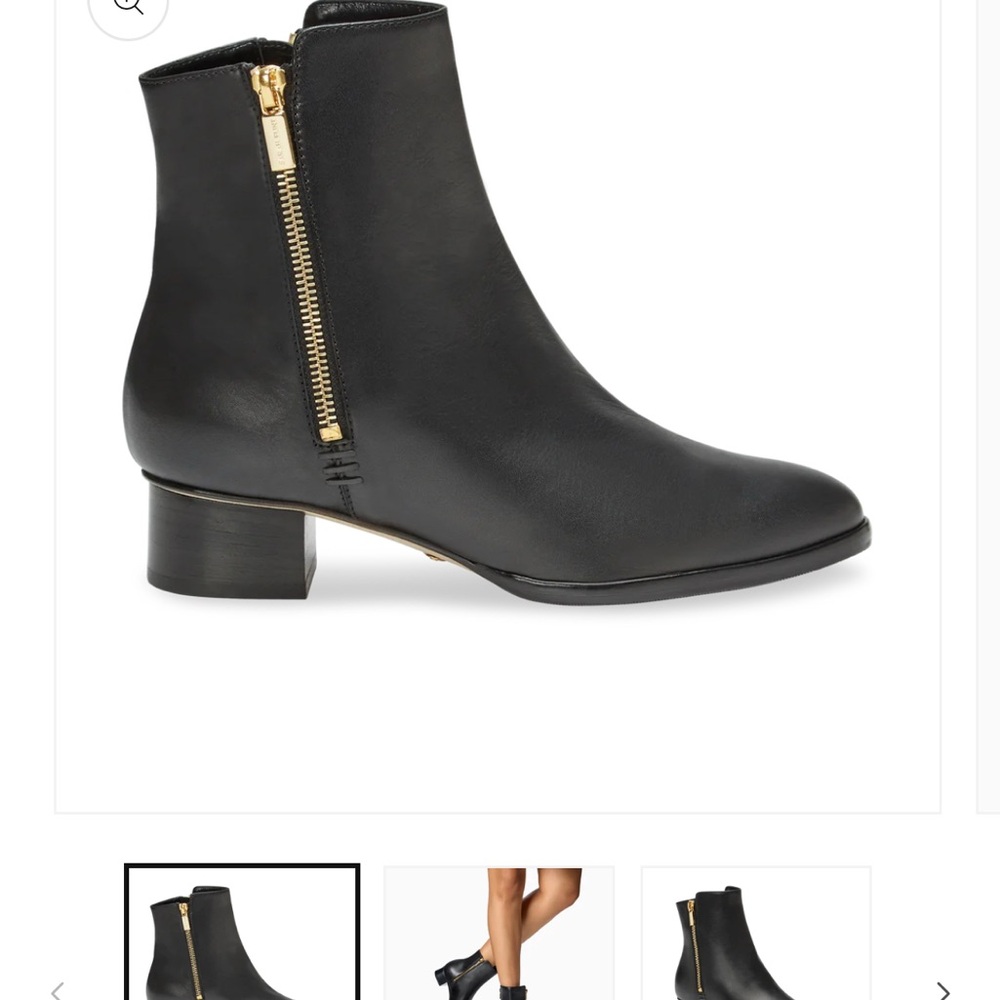 Sarah Flint Perfect Bootie 30 Black Ankle Boots with Gold Zipper Size 7/ 37
